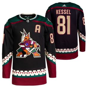 Miehille NHL Arizona Coyotes Pelipaita Phil Kessel #81 Koti Musta 2021-22 Primegreen Authentic